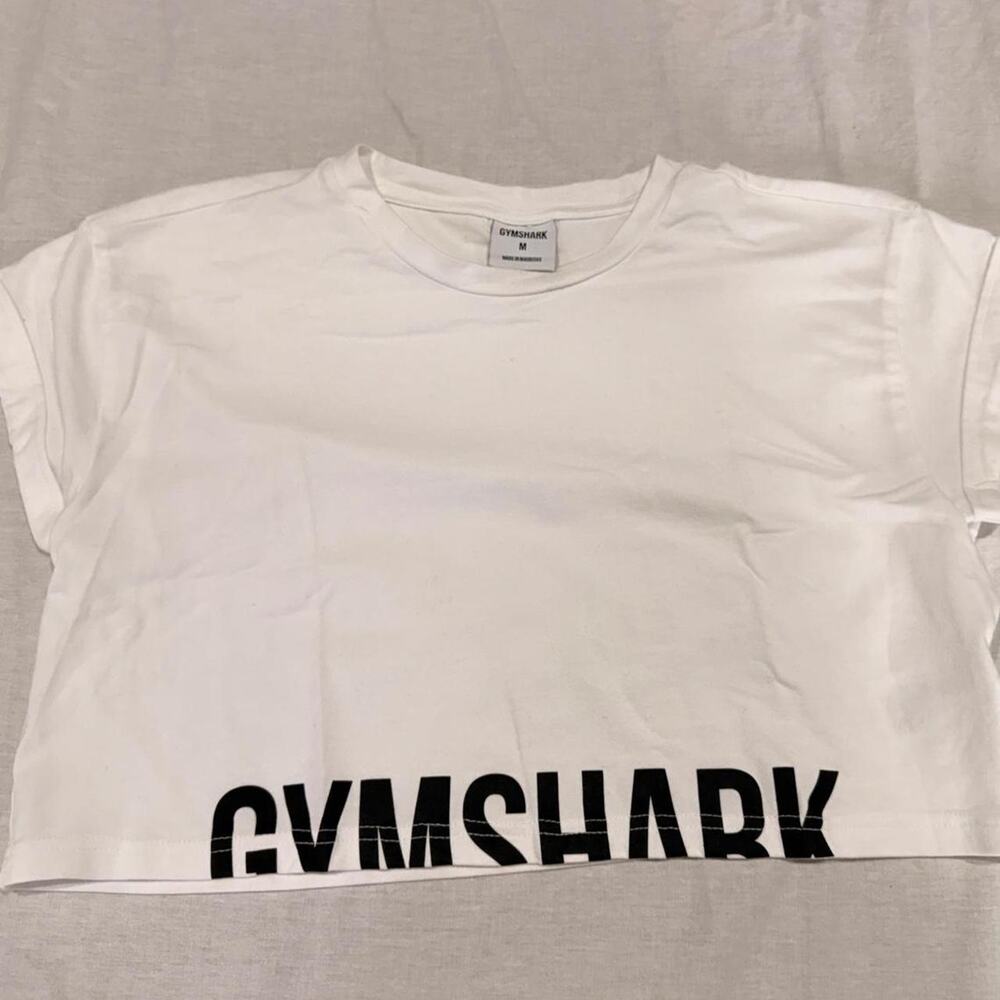 Gymshark White Boxy Crop Top Tee (Medium)